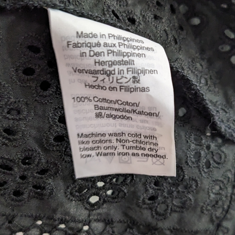 Madewell | Eyelet Double-Tie Peasant Top in Black - Picture 10 of 10
